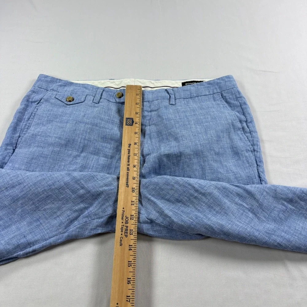 Bonobos Linen Pants Mens 35x30 Blue Chino Guabello Libera Italian Fabric Slim